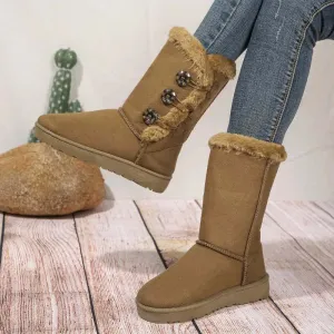 Women's Elegant Winter Booties: Suede Leather Ankle Boots