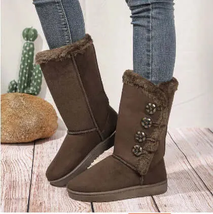 Women's Elegant Winter Booties: Suede Leather Ankle Boots