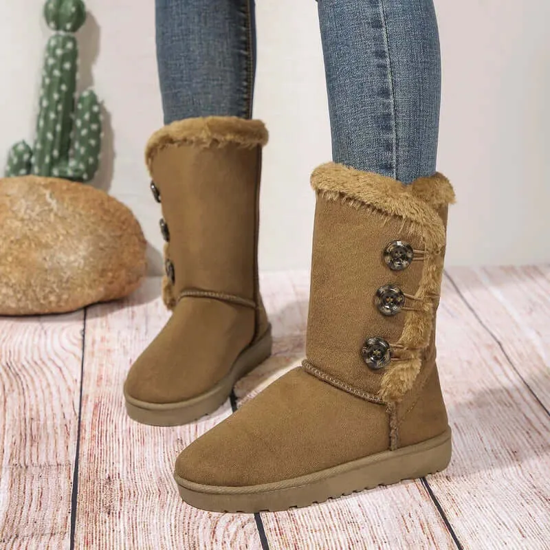 Women's Elegant Winter Booties: Suede Leather Ankle Boots