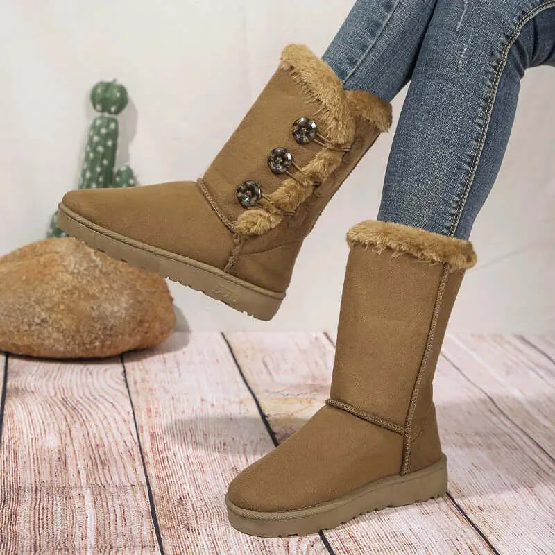 Women's Elegant Winter Booties: Suede Leather Ankle Boots