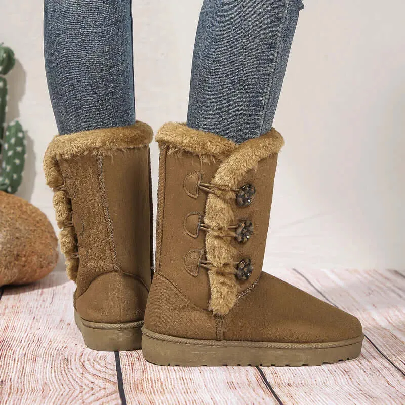 Women's Elegant Winter Booties: Suede Leather Ankle Boots