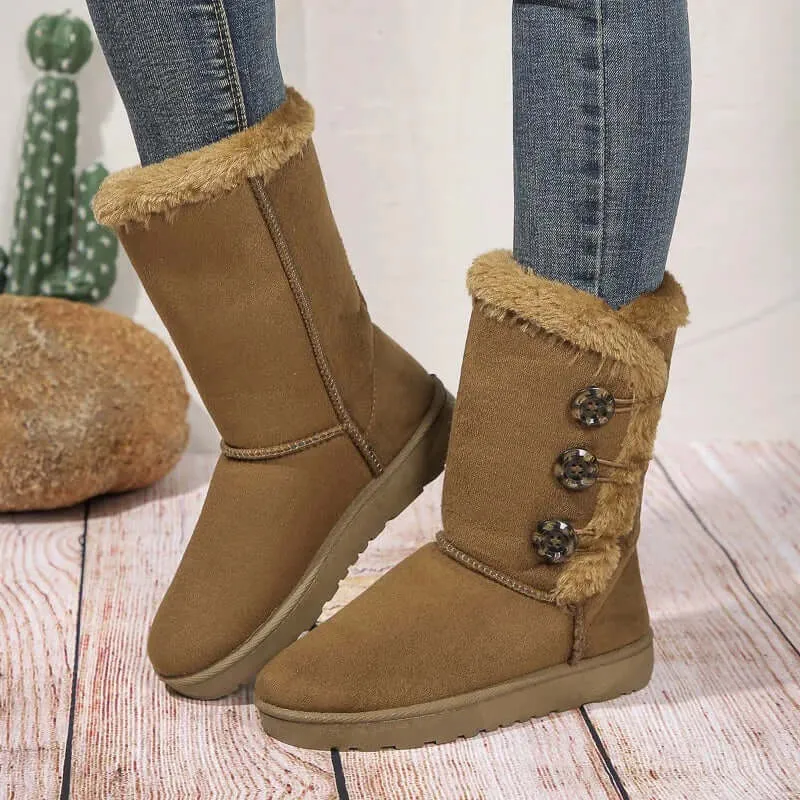 Women's Elegant Winter Booties: Suede Leather Ankle Boots