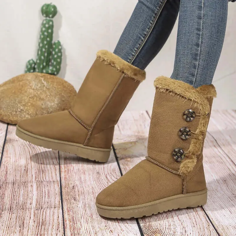 Women's Elegant Winter Booties: Suede Leather Ankle Boots