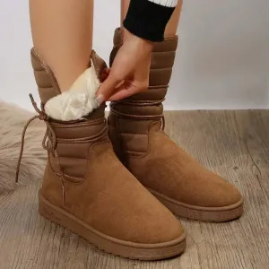 Women's Fur-Lined Lace-Up Boots: Cozy & Stylish Winter Footwear