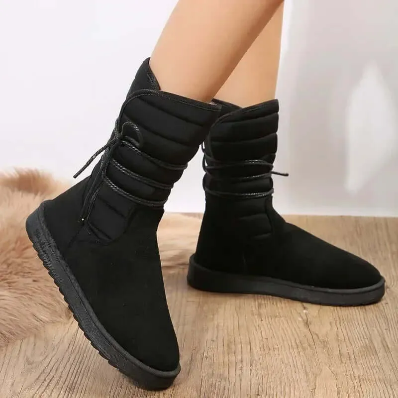 Women's Fur-Lined Lace-Up Boots: Cozy & Stylish Winter Footwear