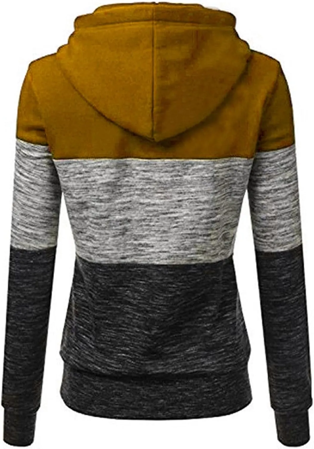 Womens Hooded Sweatshirt Long Sleeve Casual Fall Fashion Color Block Hoodies Drawstring Pullover Tops Hoodie