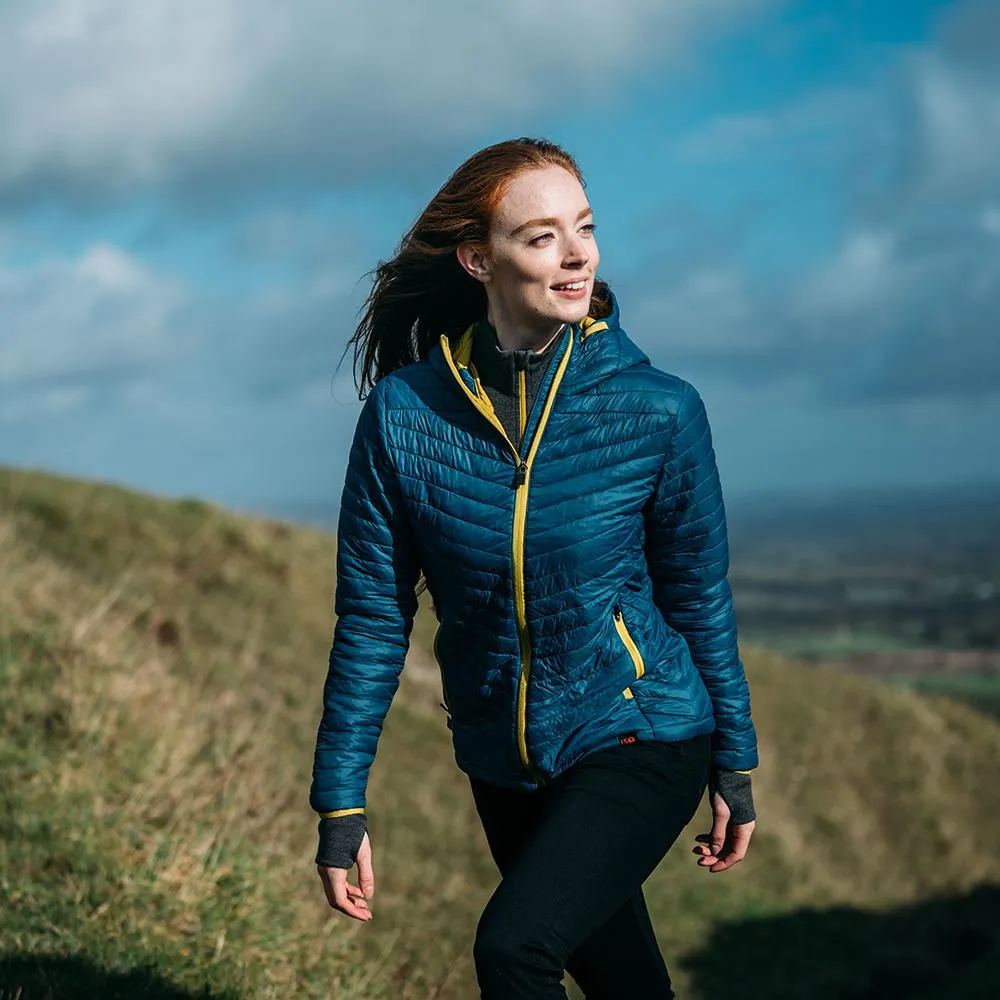 Womens Merino Wool Insulated Jacket (Petrol/Lime)