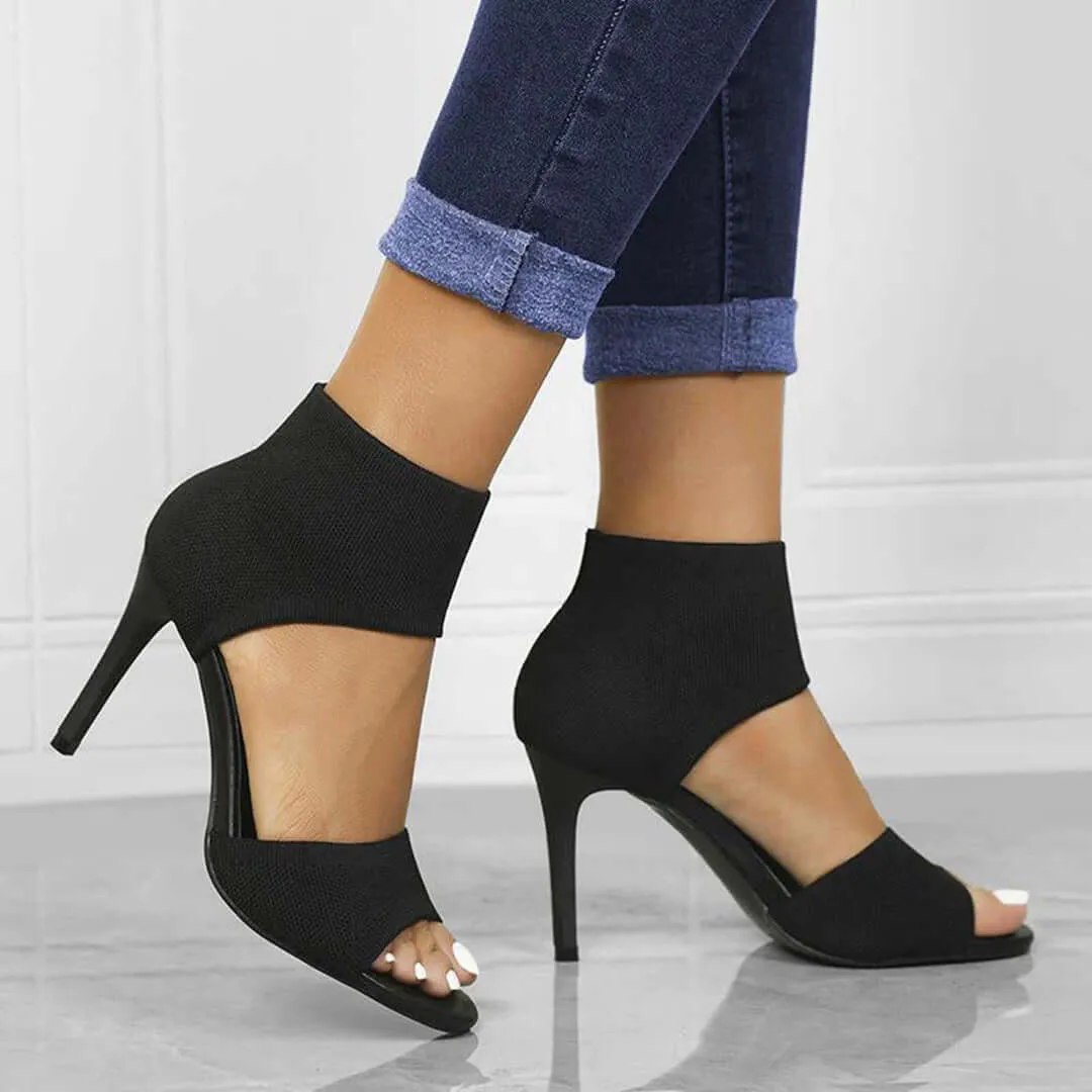 Women's Open-Toe Stiletto Sandals with Ankle Cuff