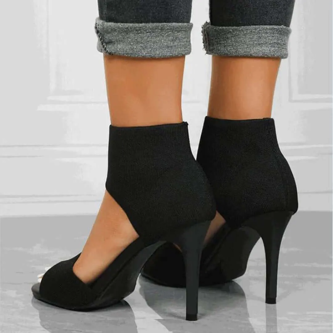 Women's Open-Toe Stiletto Sandals with Ankle Cuff
