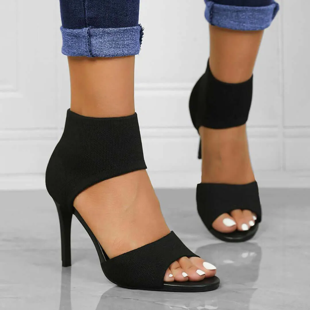Women's Open-Toe Stiletto Sandals with Ankle Cuff
