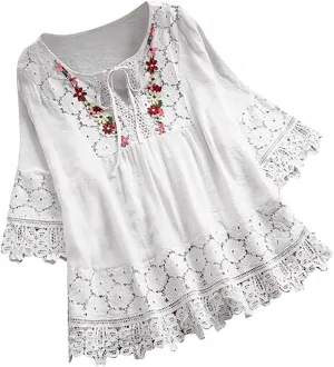 Women's Short Sleeve Cotton Linen Shirts Casual V Neck Basic T Shirt Solid Color Loose Fit Summer Tee Shirts