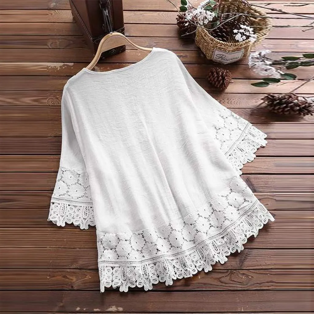 Women's Short Sleeve Cotton Linen Shirts Casual V Neck Basic T Shirt Solid Color Loose Fit Summer Tee Shirts
