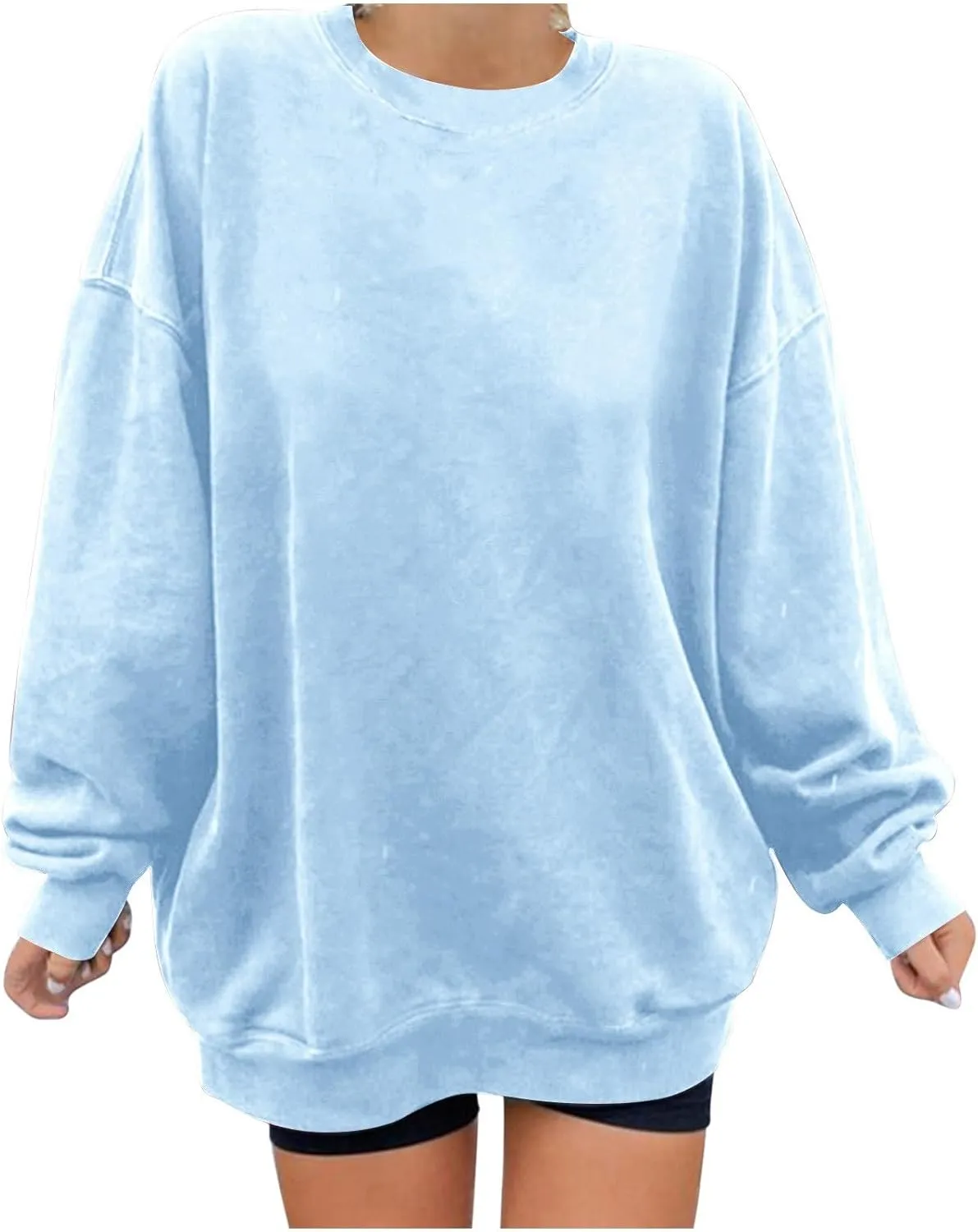 Womens Vintage Basic Oversized Long Sleeve Crew Neck Sweatshirt Casual Soft Pullover Tops Fall Fashion Clothes 2023