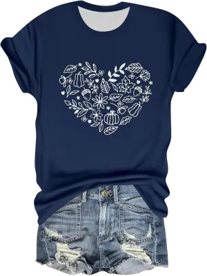Womens Vintage Flowers T Shirt Boho Wildflower Graphic Loose Tees Cute Summer Short Sleeve Tops