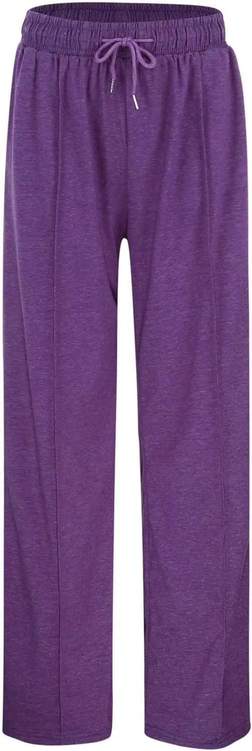Womens Wide Leg Sweatpants High Waist Cotton Baggy Casual Drawstring Waist Running Lounge Pants with Pockets