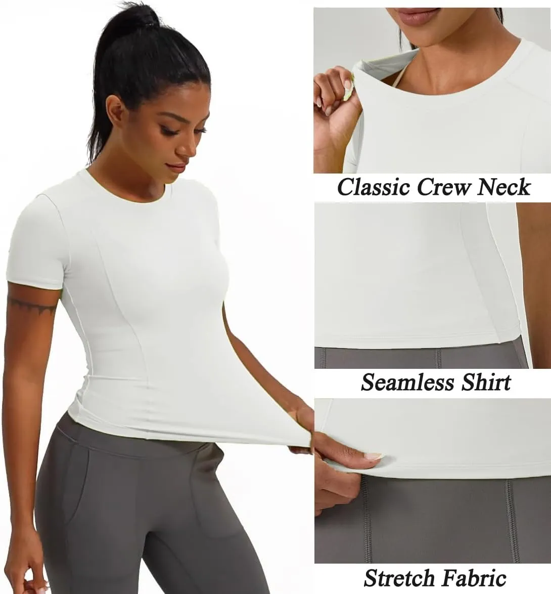 Workout Tops for Women Seamless Short Sleeve Athletic Shirts Cool Dry Gym Yoga T-Shirt Sports Tees