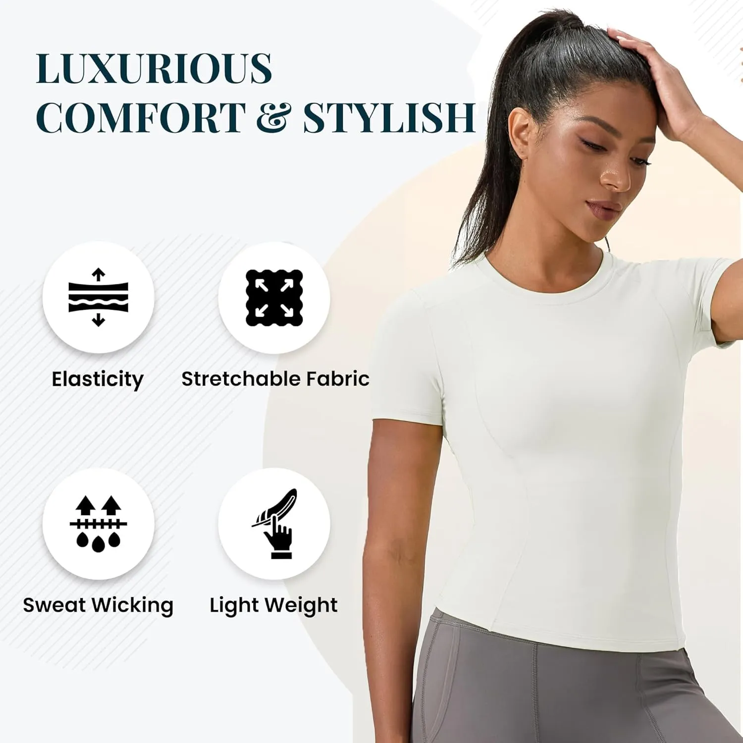 Workout Tops for Women Seamless Short Sleeve Athletic Shirts Cool Dry Gym Yoga T-Shirt Sports Tees