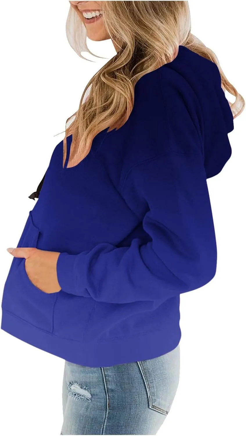 YRAETENM Hoodies for Women Fashion Crew Neck Long Sleeve Fleece Sweatshirts Oversized Lightweight Pullover Tops with Pocket