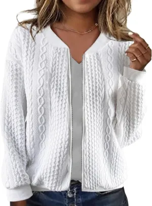 Zip Up Sweatshirts for Women Casual Outfits Cardigan Outerwear Trendy Winter Jackets Coat
