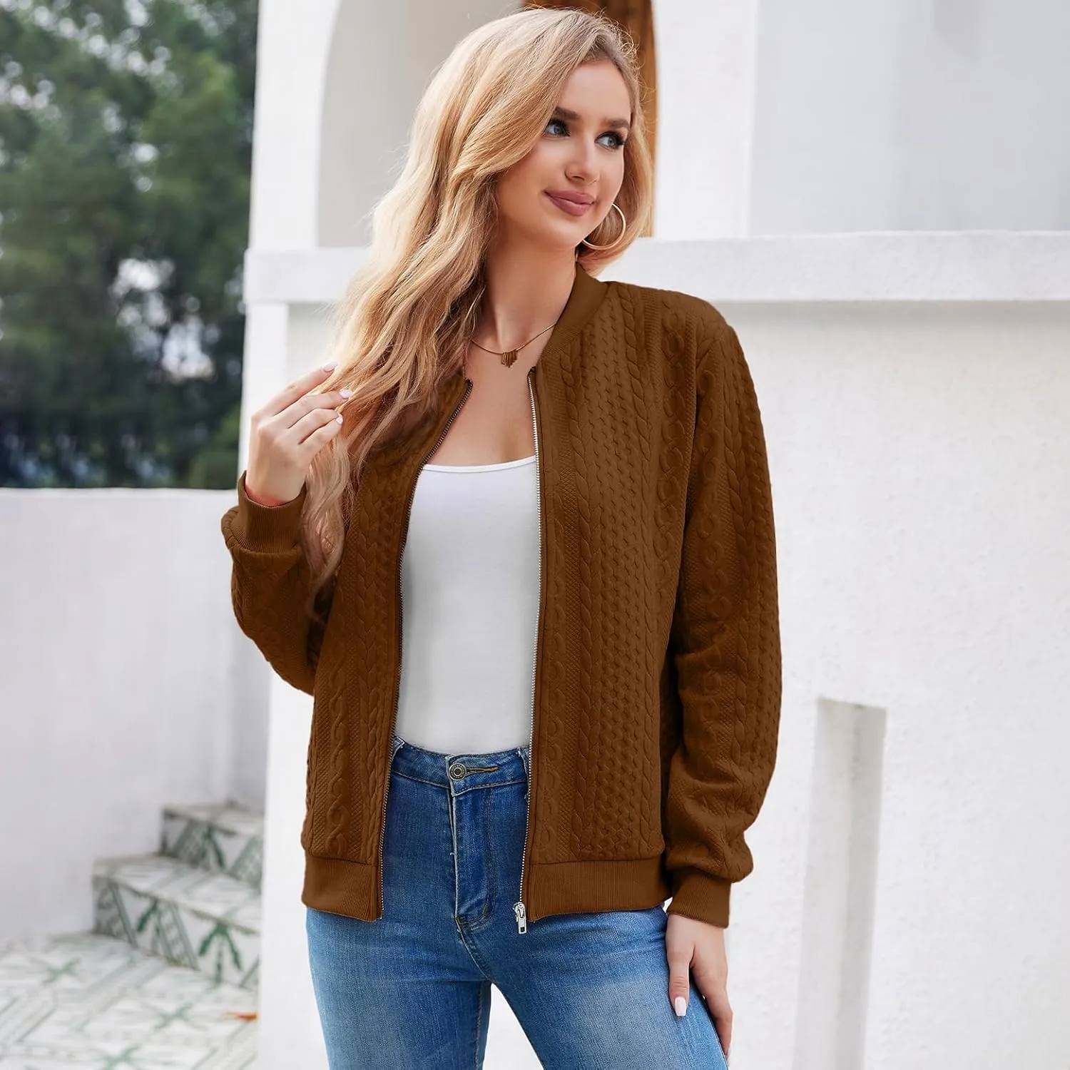 Zip Up Sweatshirts for Women Casual Outfits Cardigan Outerwear Trendy Winter Jackets Coat