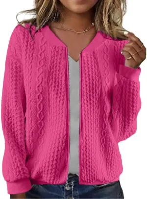 Zip Up Sweatshirts for Women Casual Outfits Cardigan Outerwear Trendy Winter Jackets Coat